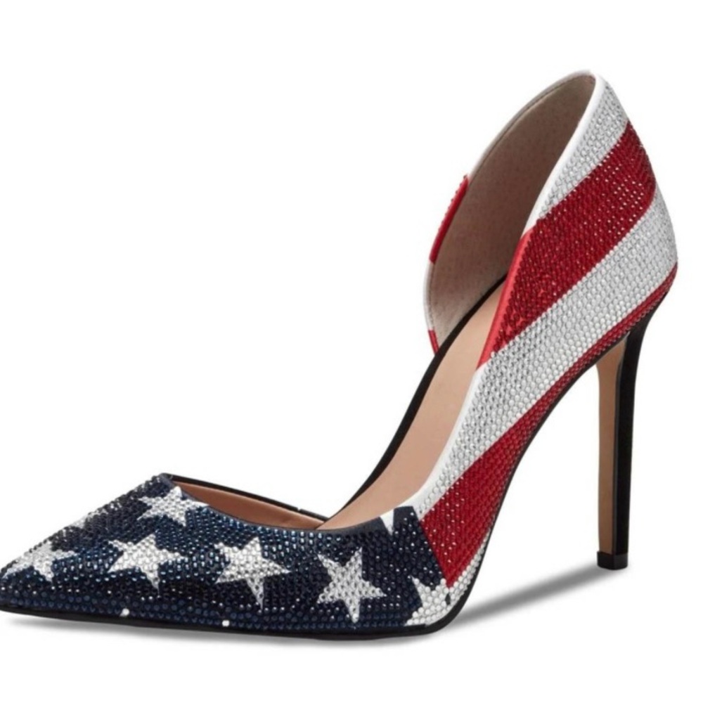 INC International Concepts Patriotic Red, White, and Blue Flag Heels - Picture 13 of 13